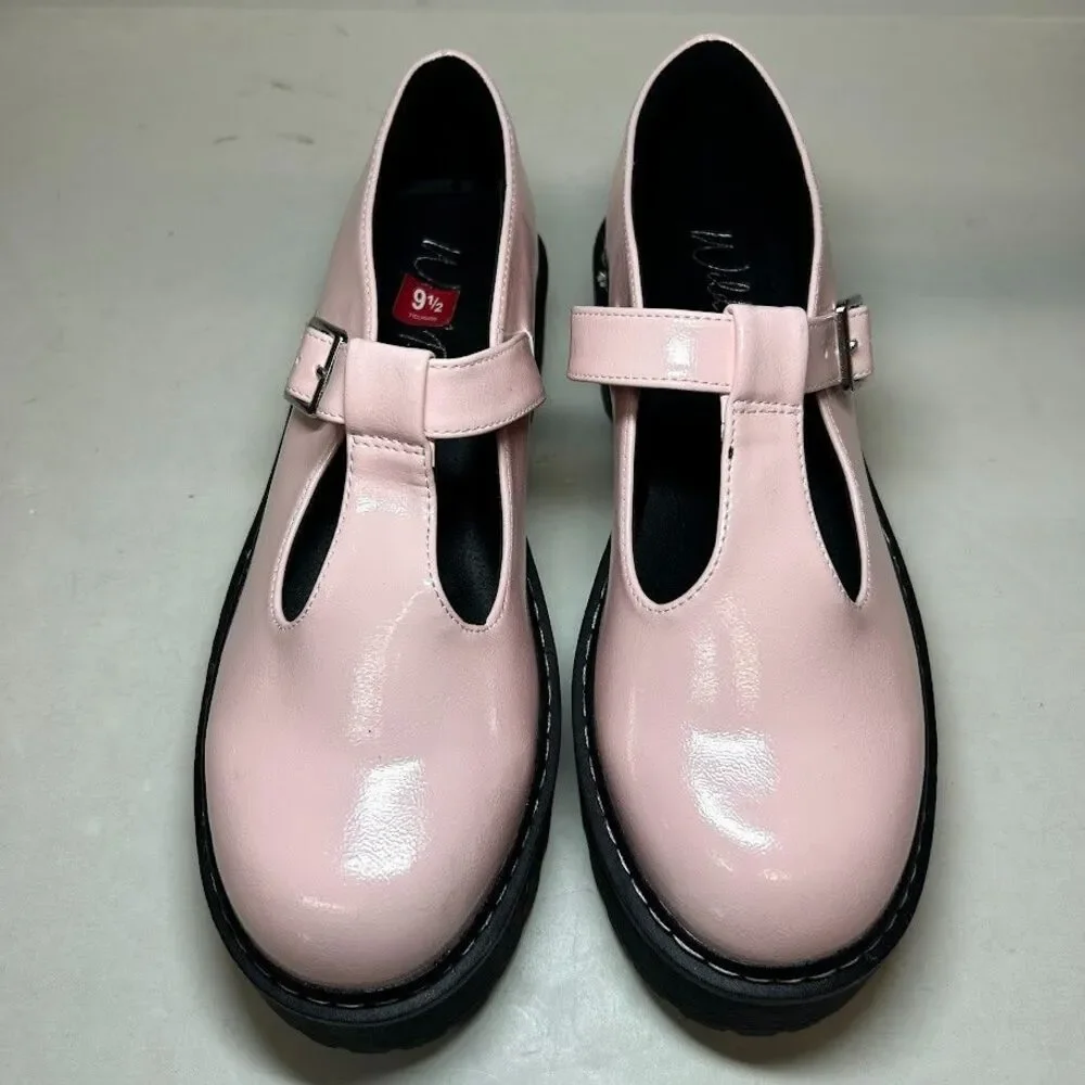 Wild Pair Womens 9.5 M Pink Patent Amalie Mary Jane Buckle Platforms NIB IY0